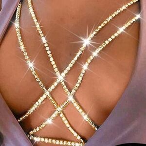 Gold Plated Rhinestone Body Chain